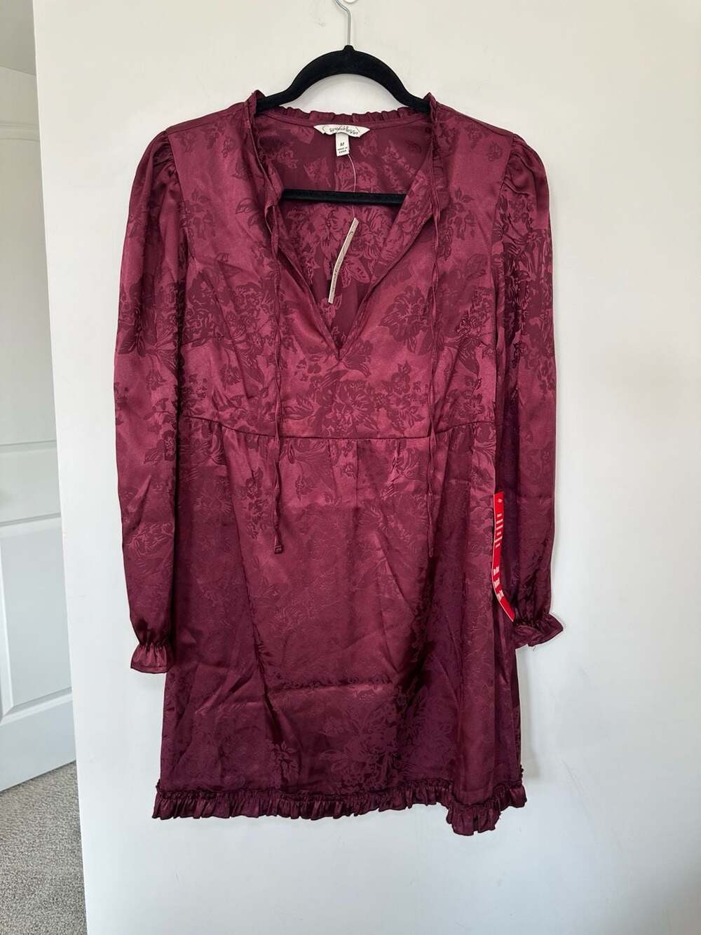 New Speechless Burgundy Floral Jacquard Midi Dress Size M